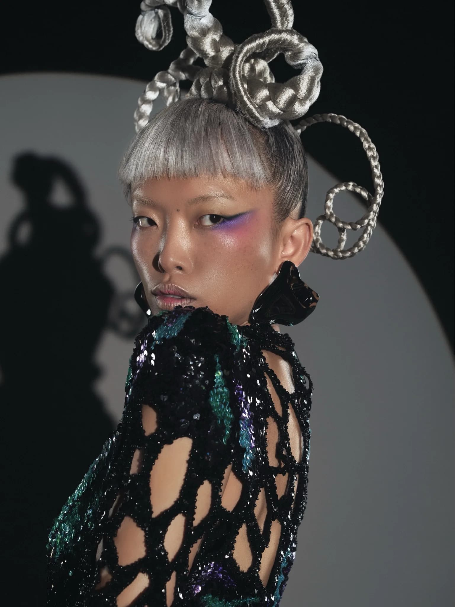 Sculptural Silver Braid Runway